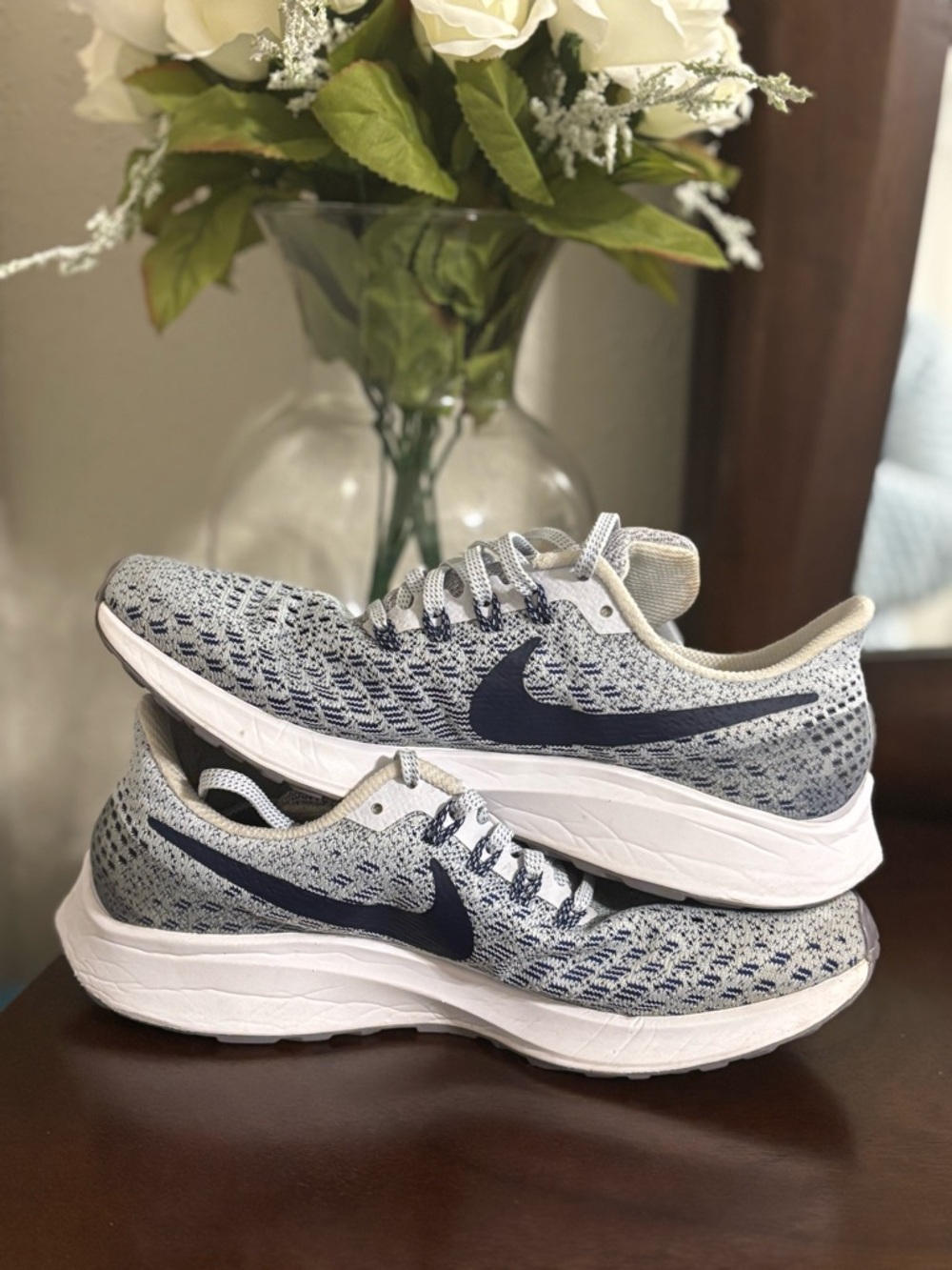 Nike Flyknit Running Shoes in Gray and Navy
